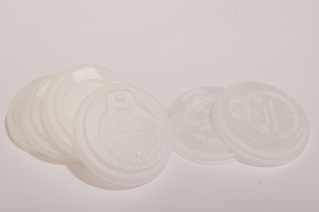 CPLA 90mm kertakäyttöinen flip-Top Natural Color Cupin kansi